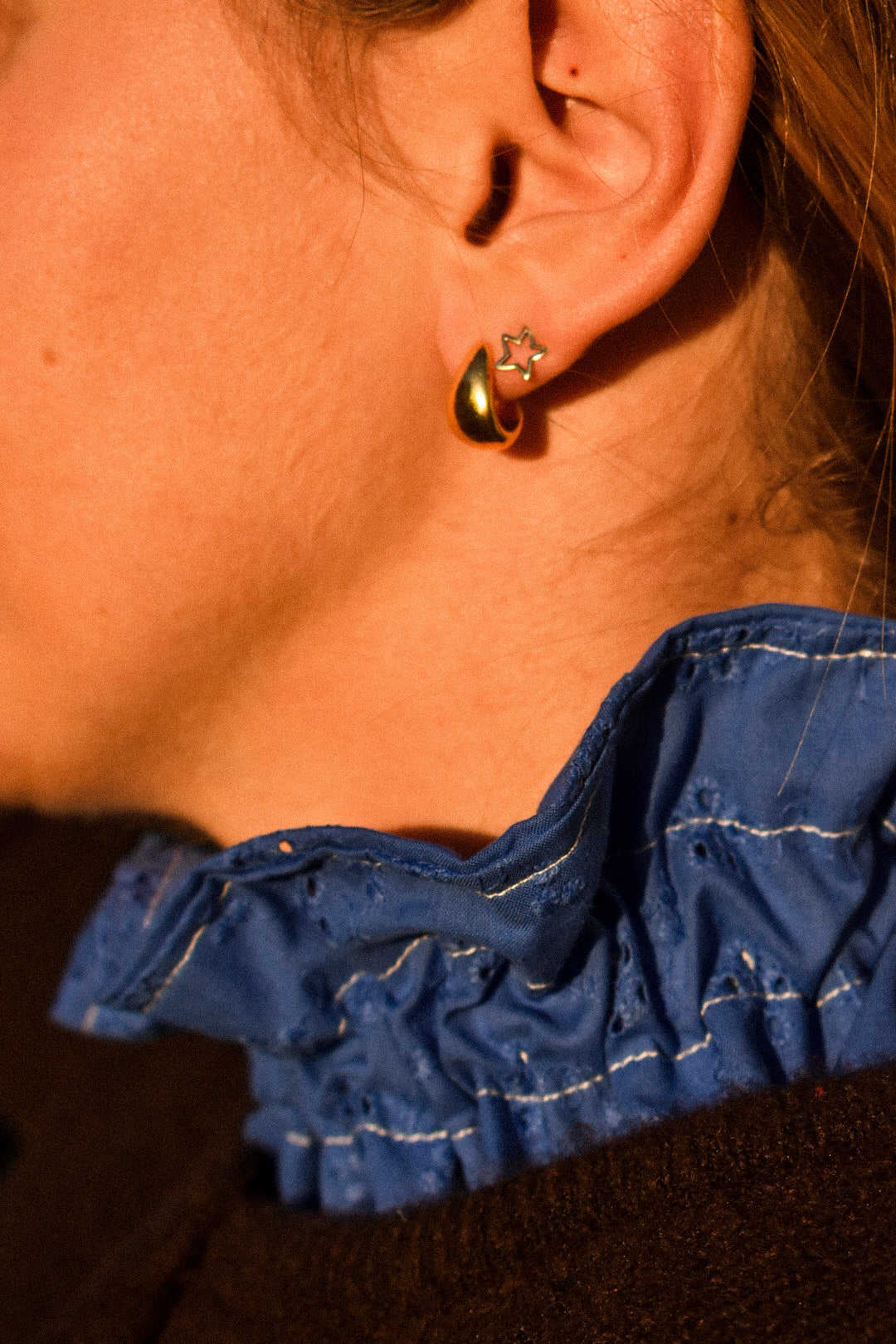 Col victorien broderie bleue