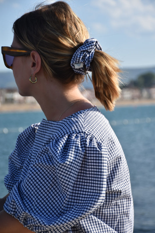 Chouchou mini vichy bleu