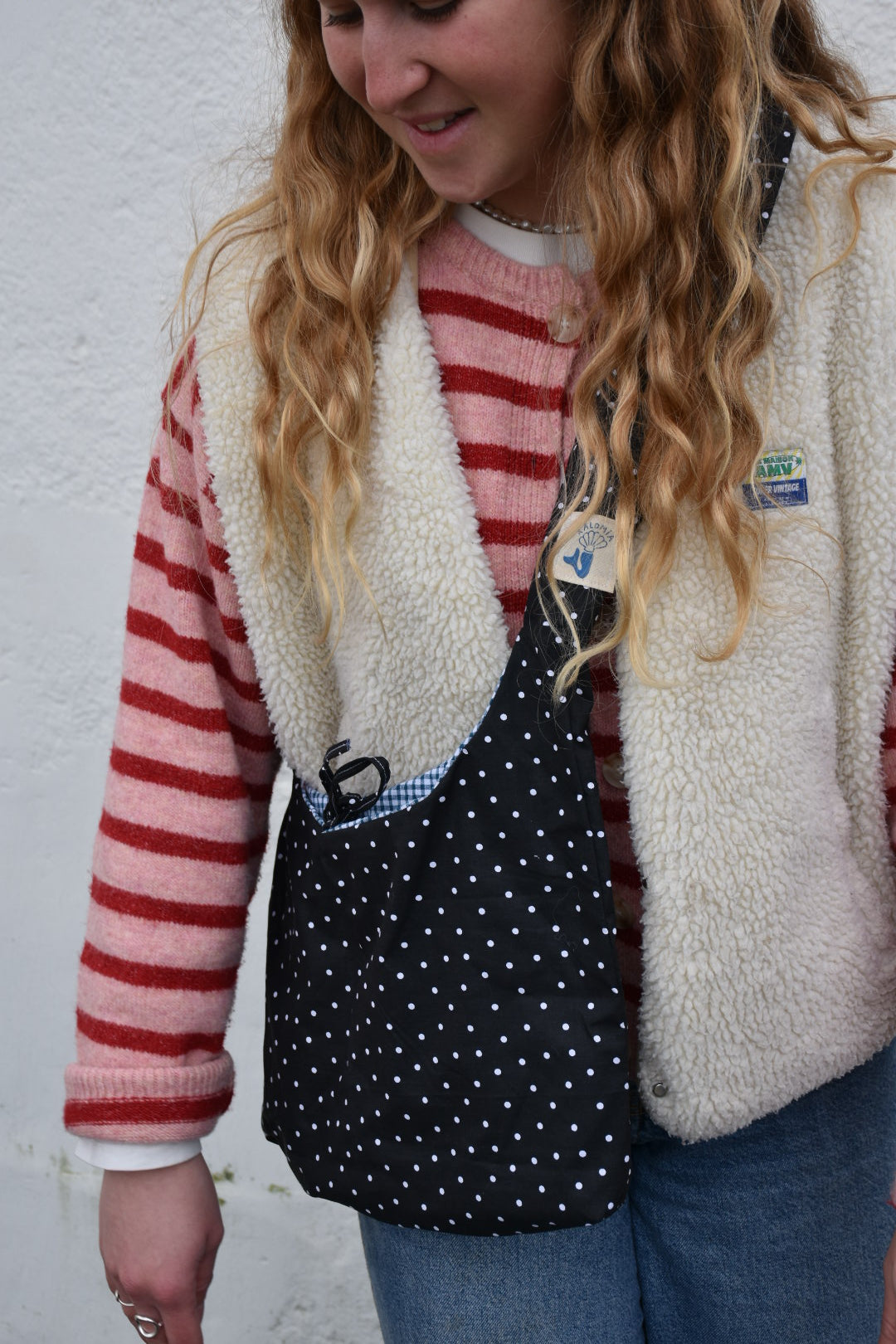 Le sac Perlette Réversible Polka Dot & Vichy Vert