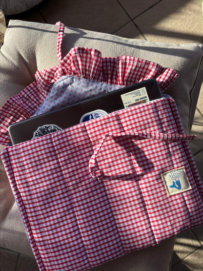 Pochette d’iPad vichy rouge