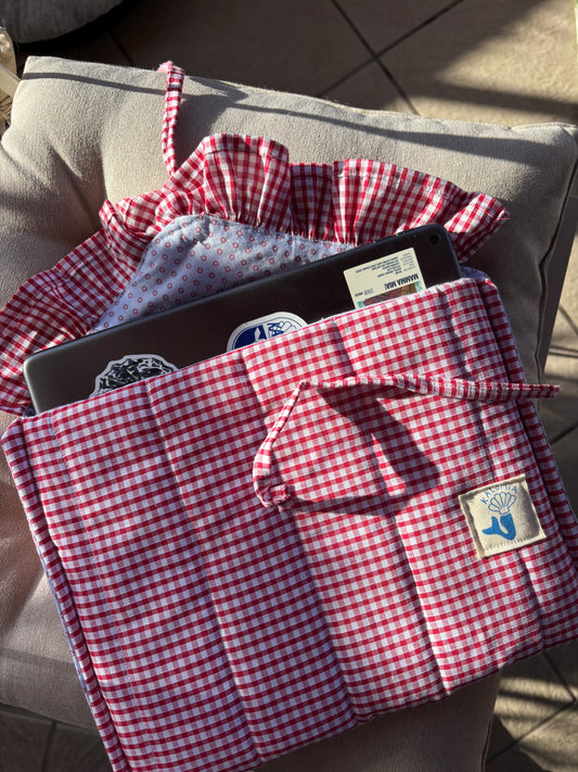 Pochette d’iPad vichy rouge