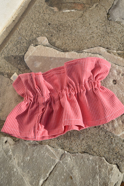 Col victorien vichy rose et rouge