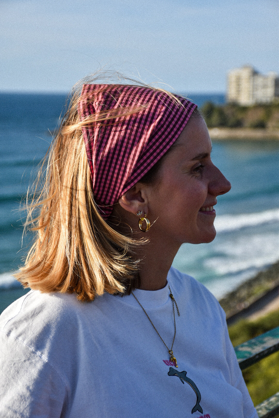 Bandana Romy - vichy rose chocolat