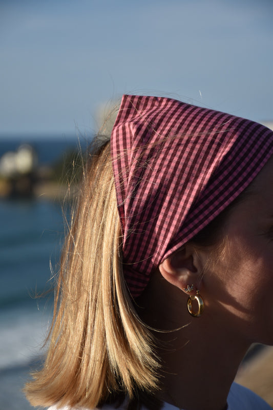Bandana Romy - vichy rose chocolat