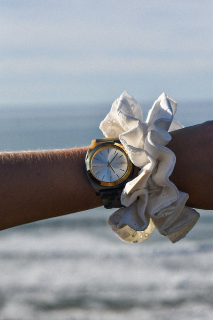 Chouchou froufrou blanc broderie