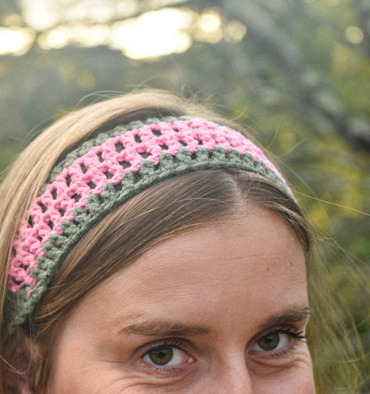 Bandeau crochet Rose Kaki