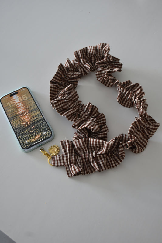 Cordon de téléphone - vichy chocolat