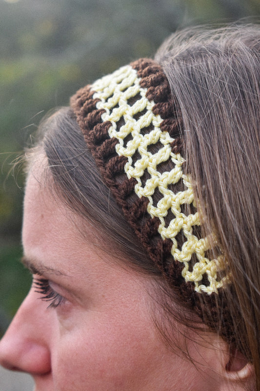 Bandeau Crochet Chocolat Jaune Beurre