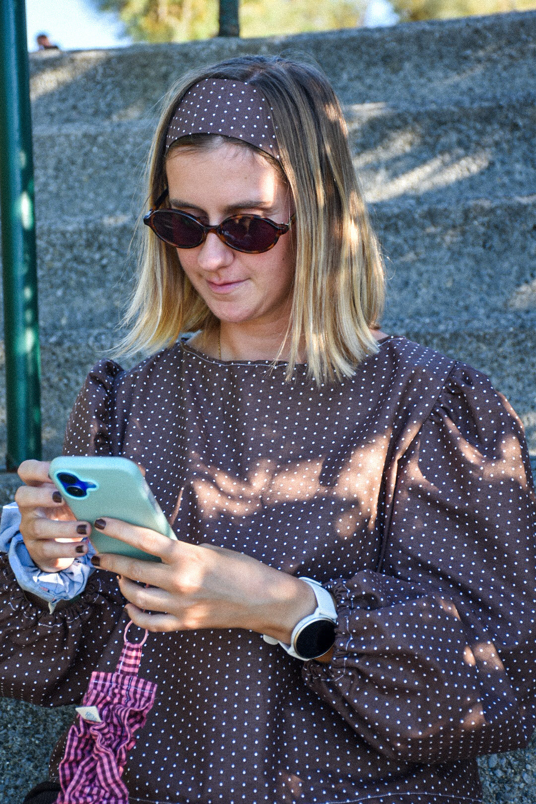 Blouse chocolat à pois - Modèle unique