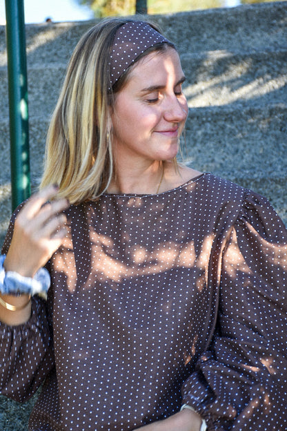 Blouse chocolat à pois - Modèle unique