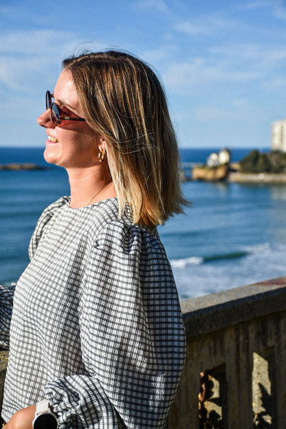 Blouse à carreaux gris - Modèle unique