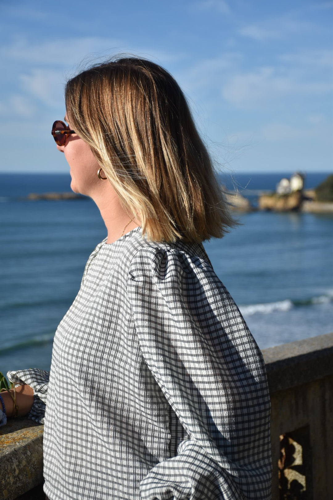 Blouse à carreaux gris - Modèle unique