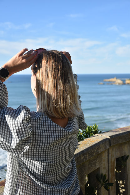 Blouse à carreaux gris - Modèle unique