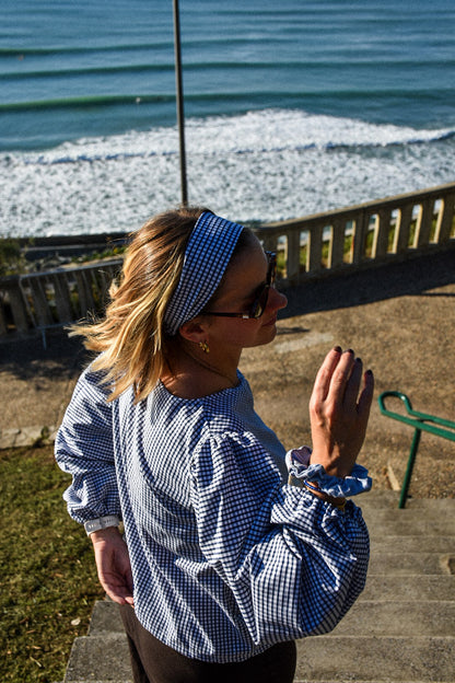 Blouse vichy bleu - modèle unique