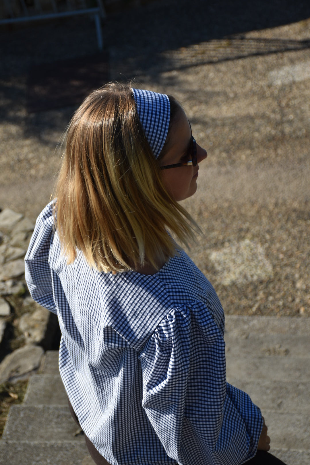 Blouse vichy bleu - modèle unique