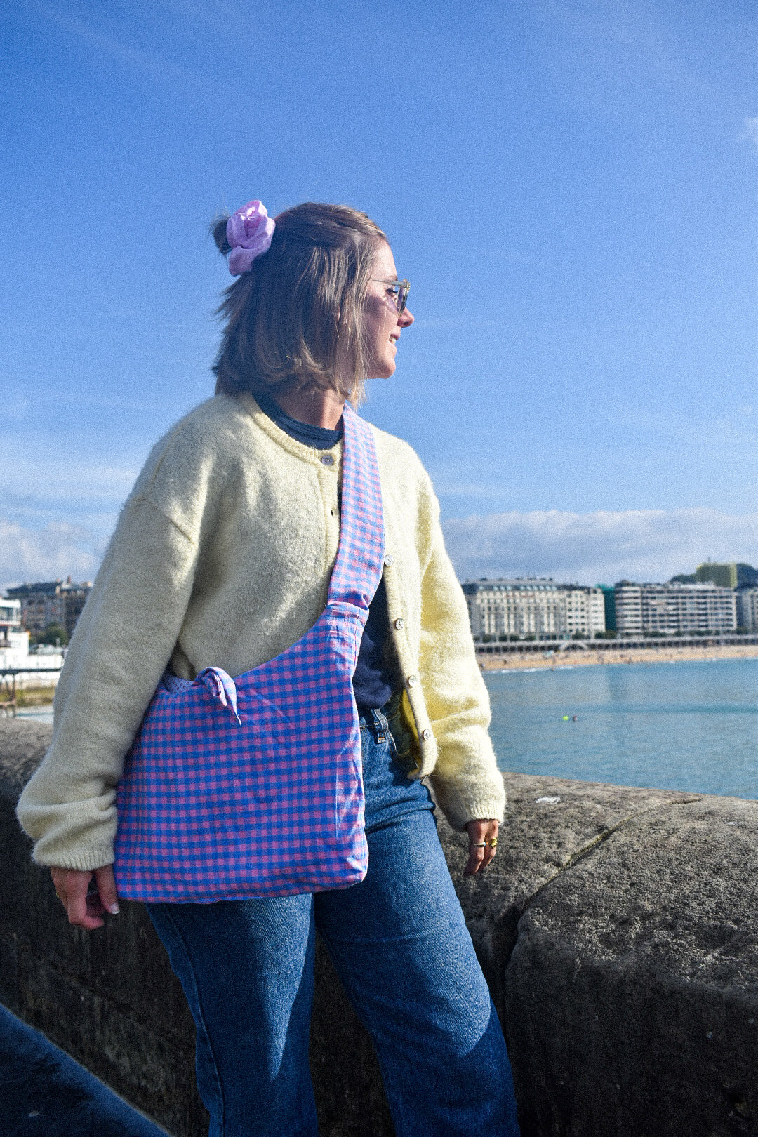 Le sac Perlette Réversible Vichy Rose Bleu & Petites fleurs
