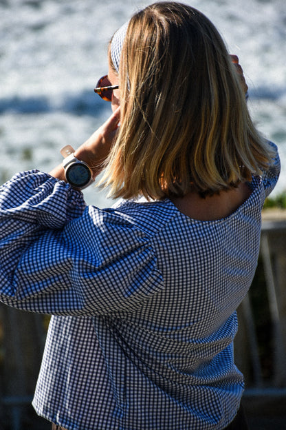 Blouse vichy bleu - modèle unique