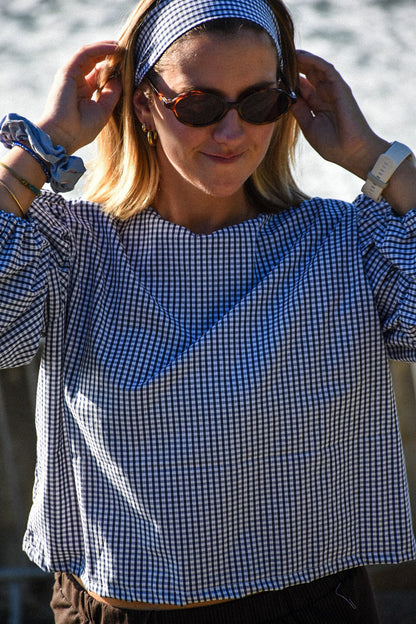 Blouse vichy bleu - modèle unique