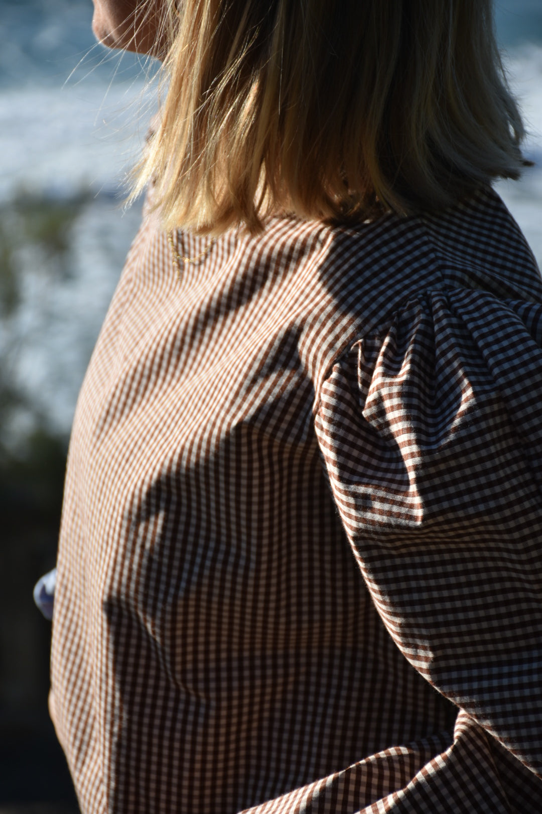 Blouse vichy chocolat - Modèle unique