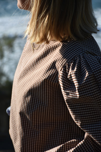 Blouse vichy chocolat - Modèle unique