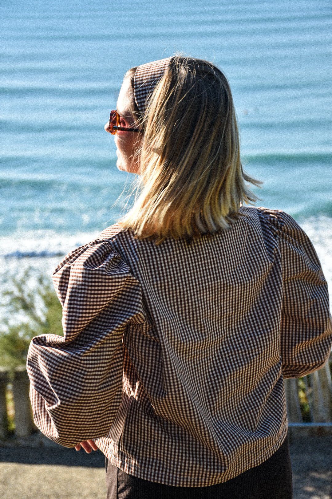 Blouse vichy chocolat - Modèle unique