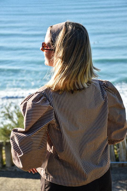 Blouse vichy chocolat - Modèle unique