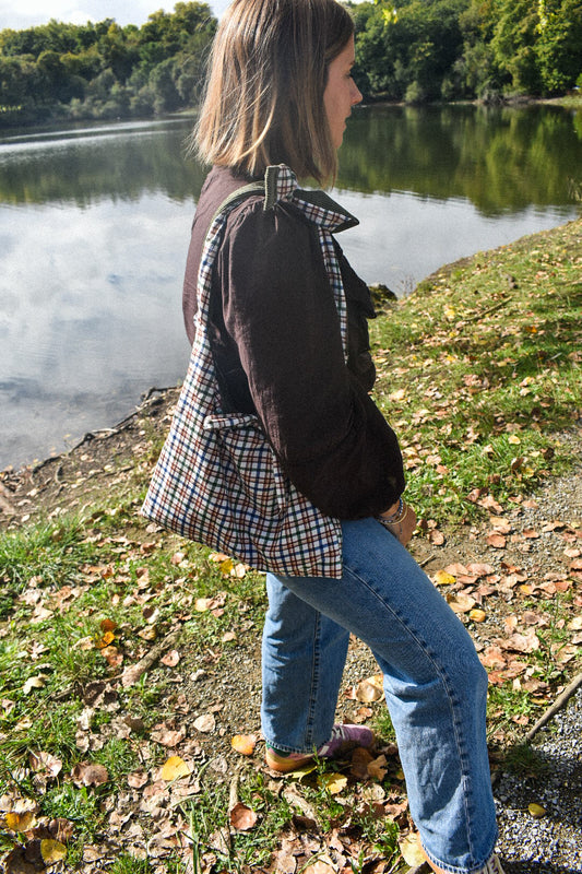 Le sac Nouette Réversible Carreaux & Kaki velours