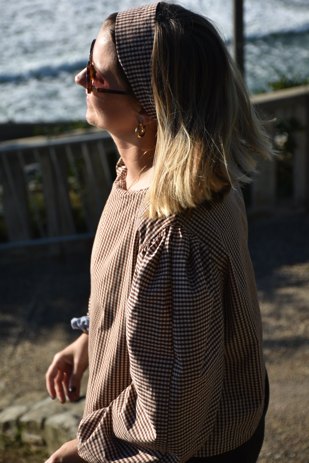 Blouse vichy chocolat - Modèle unique