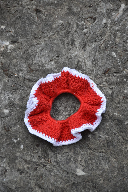 Chouchou crochet rouge et blanc