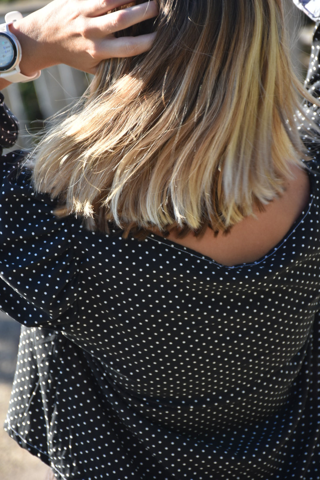 Blouse noire à pois blanc - Modèle unique