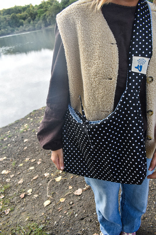 Le sac Perlette Réversible Polka Dot & Vichy Vert