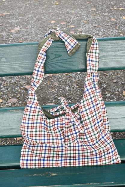 Le sac Nouette Réversible Carreaux & Kaki velours