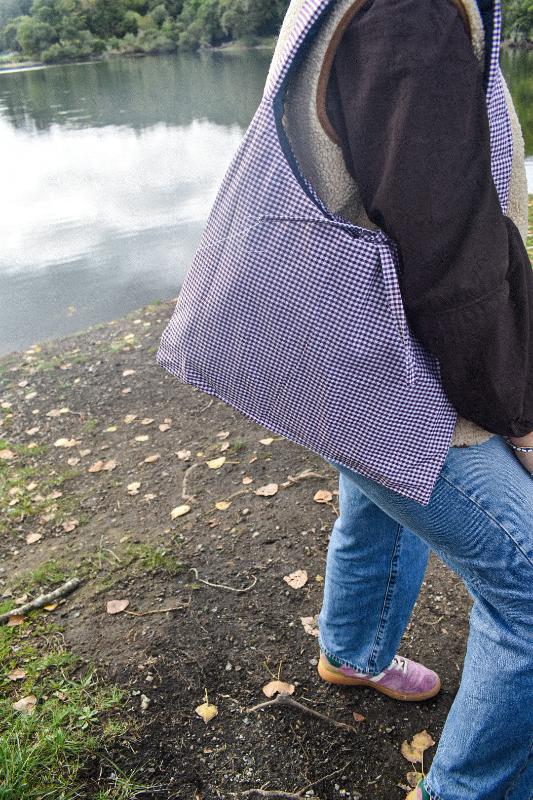 Sac Starlette Réversible Vichy Prune & Doudoune Bleu