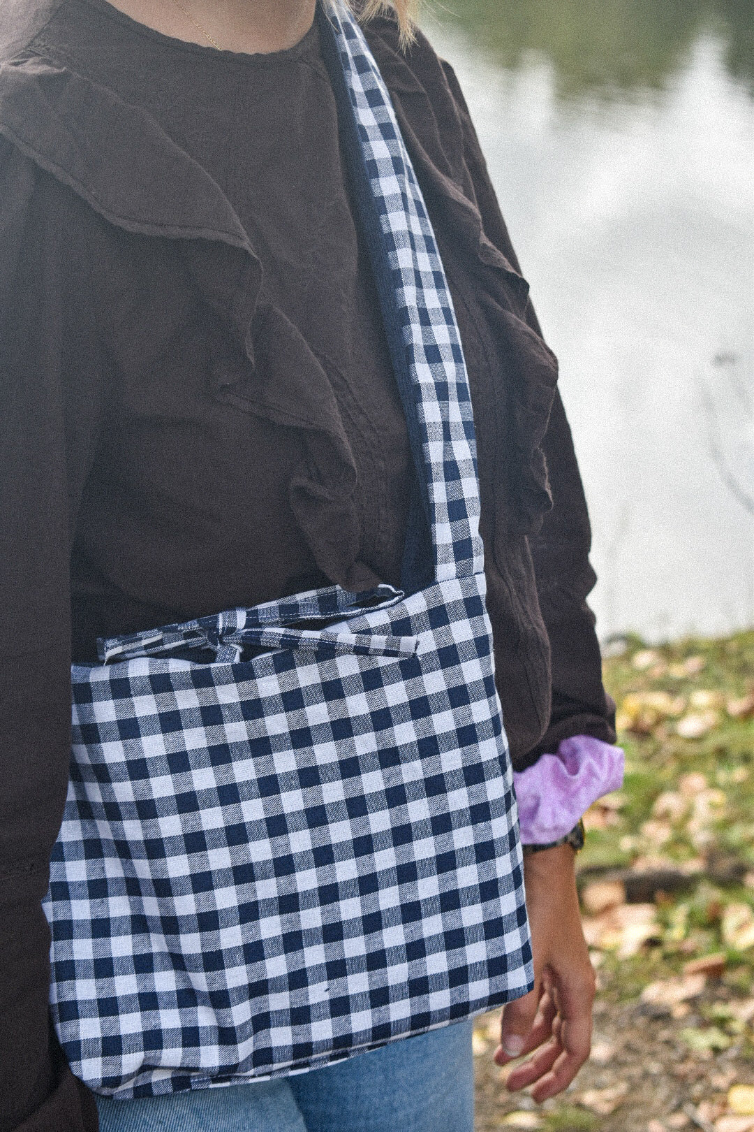 Le sac Perlette Réversible Vichy Bleu & Velours Bleu