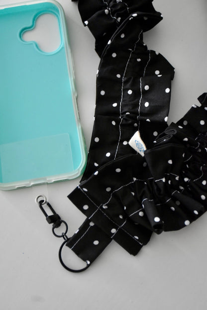 Cordon de téléphone - noir à pois