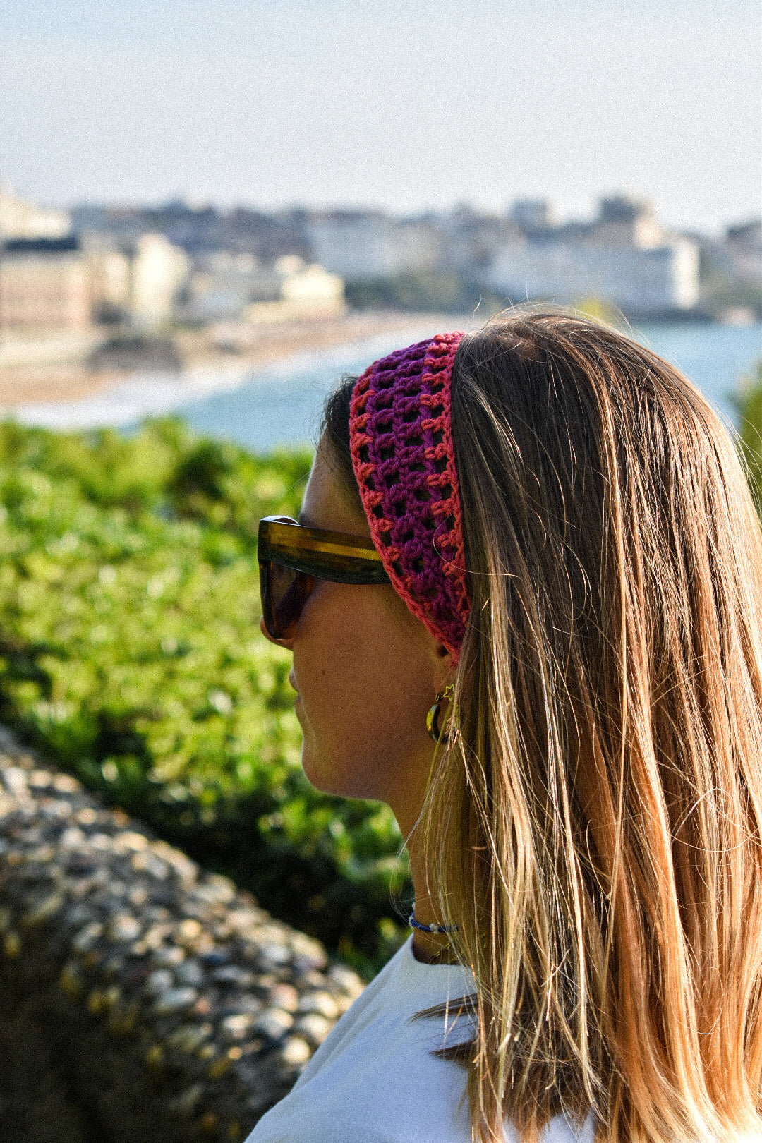 Bandeau crochet Bougainvillier et orange