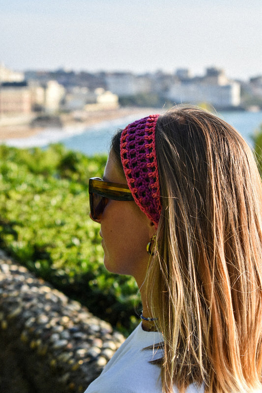 Bandeau crochet Bougainvillier et orange