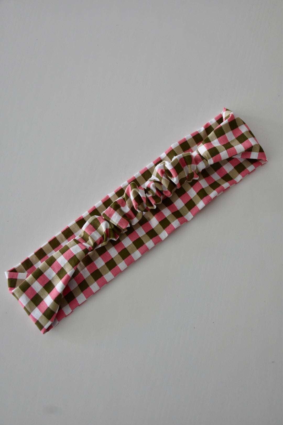 Bandeau vichy rose et vert