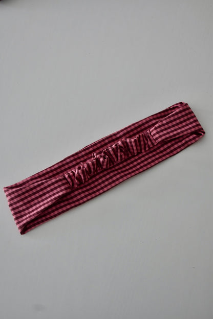 Bandeau vichy chocolat et rose