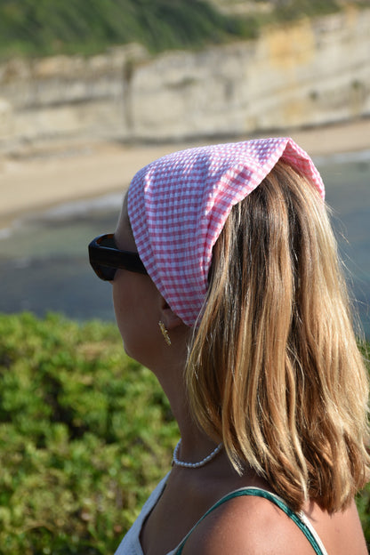Bandana Romie - vichy rose gauffré
