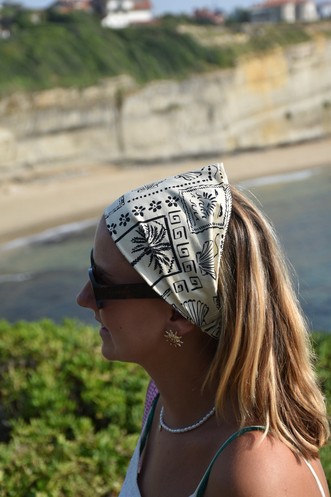 Bandana Paradisio - imprimés coquillages palmiers