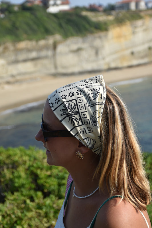 Bandana Paradisio - imprimés coquillages palmiers