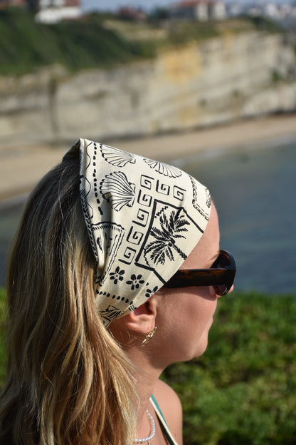 Bandana Paradisio - imprimés coquillages palmiers
