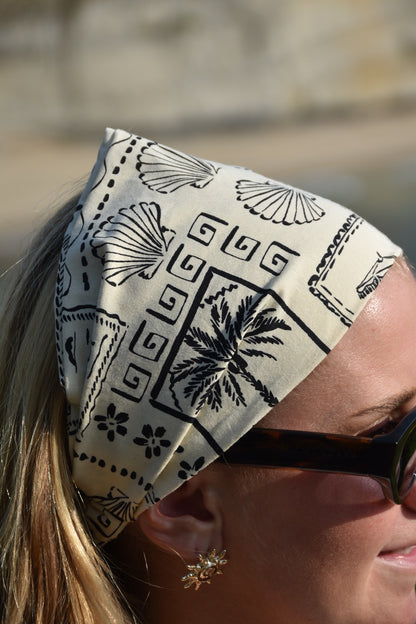 Bandana Paradisio - imprimés coquillages palmiers