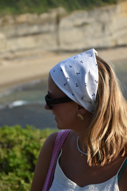 Bandana Marina - blanc et ancre marine
