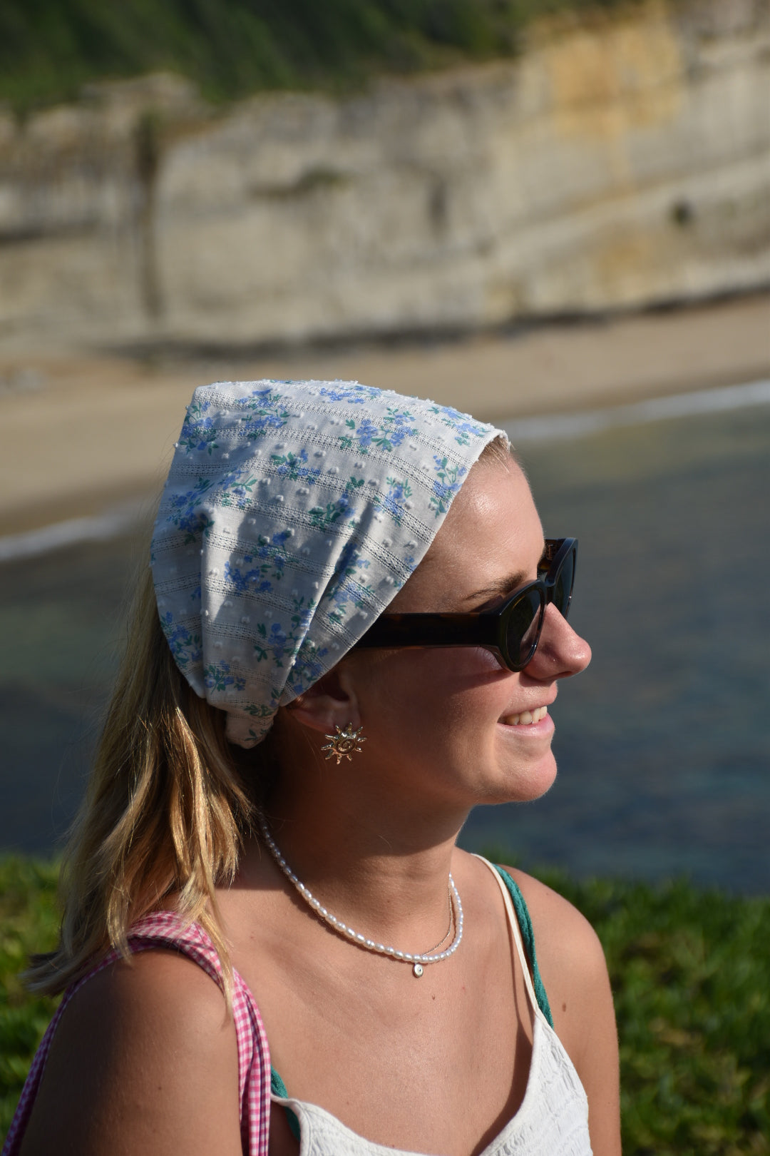 Bandana Chiquitta - blanc broderies à fleurs