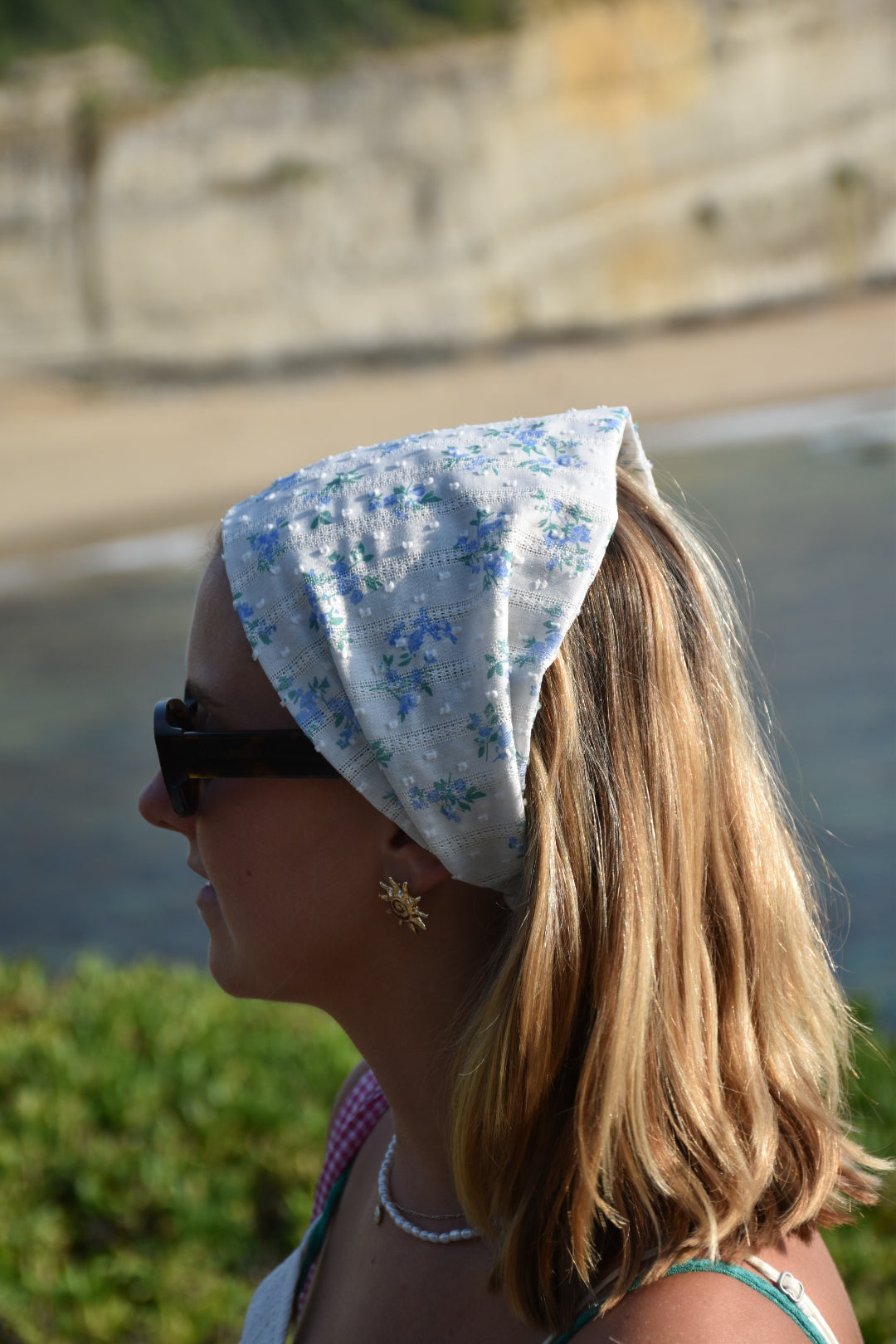 Bandana Chiquitta - blanc broderies à fleurs