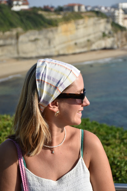 Bandana Verano - blanc à rayures pastel