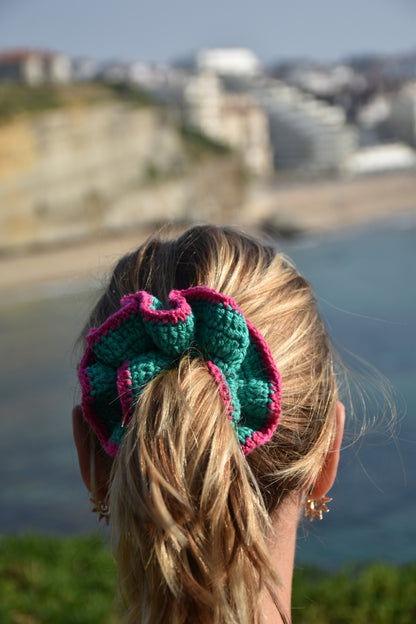 Chouchou crochet Vert Fuschia