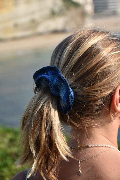 Chouchou crochet Nuances de Bleu